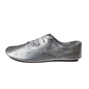 Anothersole Metallic Oxford Shoes Womens EU 40 US 9 Silver Lace Up Flats